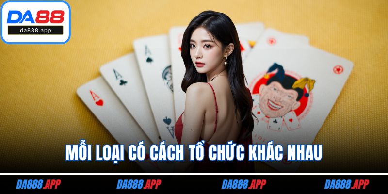 Mỗi loại có cách tổ chức khác nhau